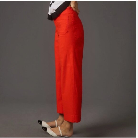 NWT Anthropologie Maeve The Colette Cropped Pant Women's 26 Petite Red Orange - Picture 2 of 15